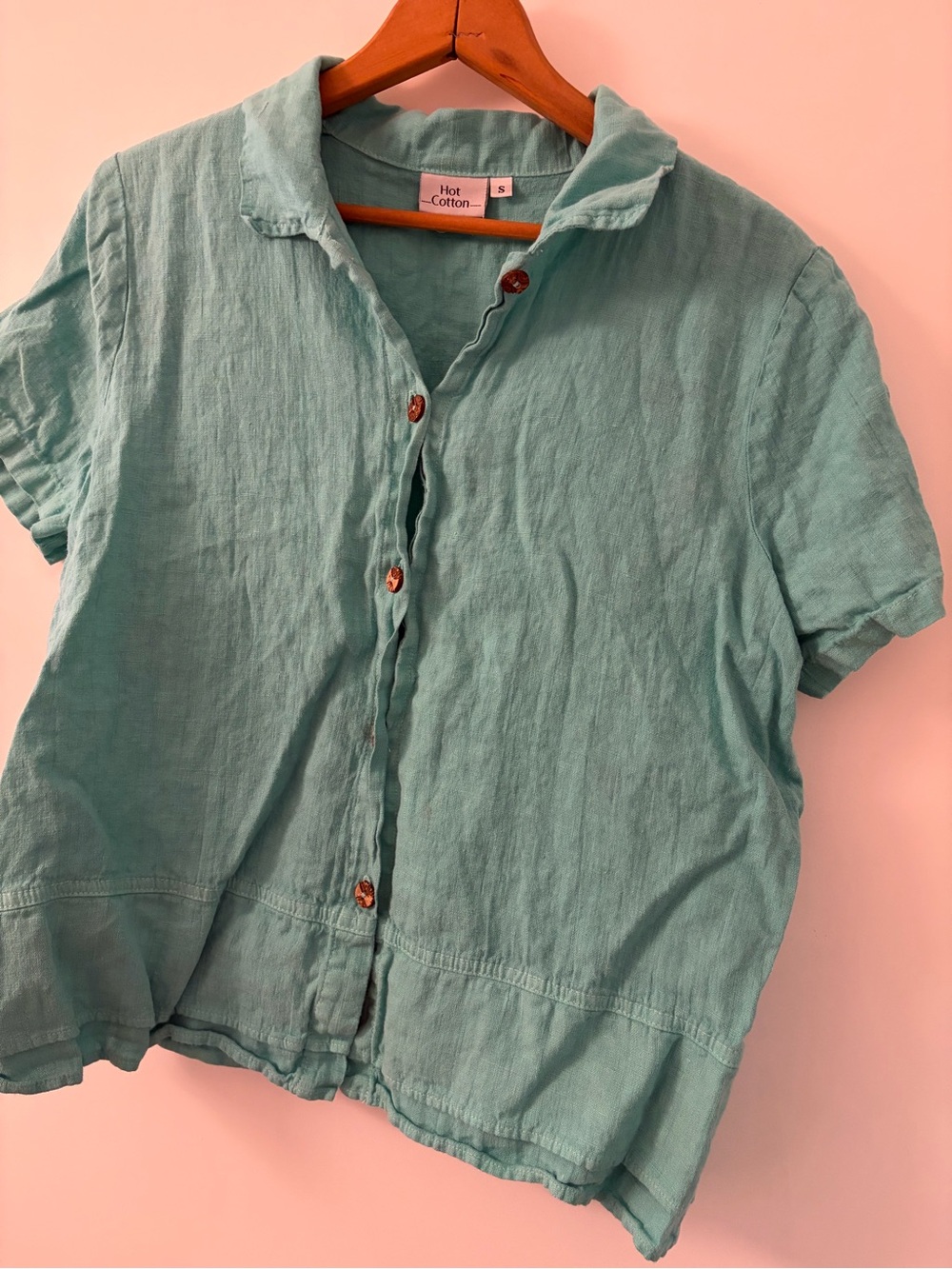 90s Vintage Seafoam Green Linen Shirt